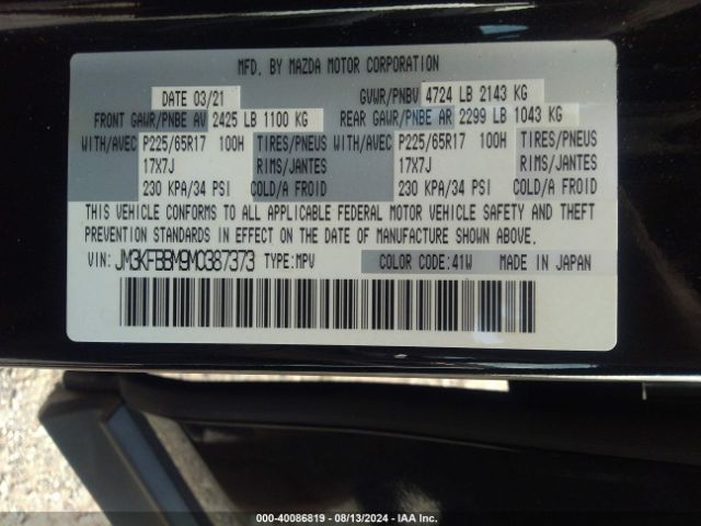 JM3KFBBM9M0387373 Mazda CX-5 SPORT