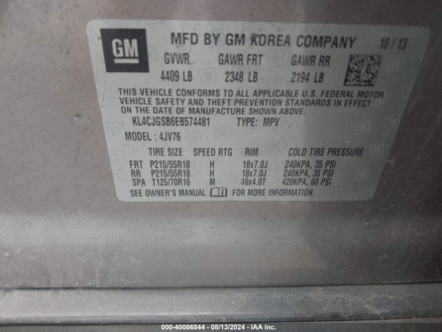 KL4CJGSB6EB574481 Buick Encore Leather