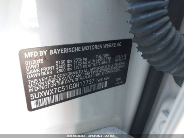 5UXWX7C51G0R17737 BMW X3 Xdrive35i
