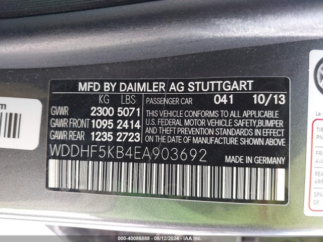 Mercedes-Benz E 350 2014 WDDHF5KB4EA903692 Image 9