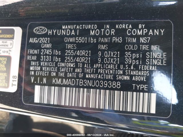 KMUMADTB3NU039388 Genesis Gv70 2.5t Awd