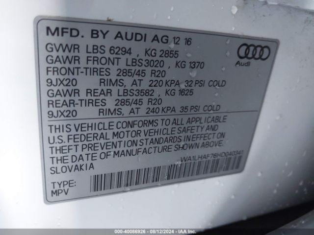 WA1LHAF76HD040341 Audi Q7 2.0t Premium
