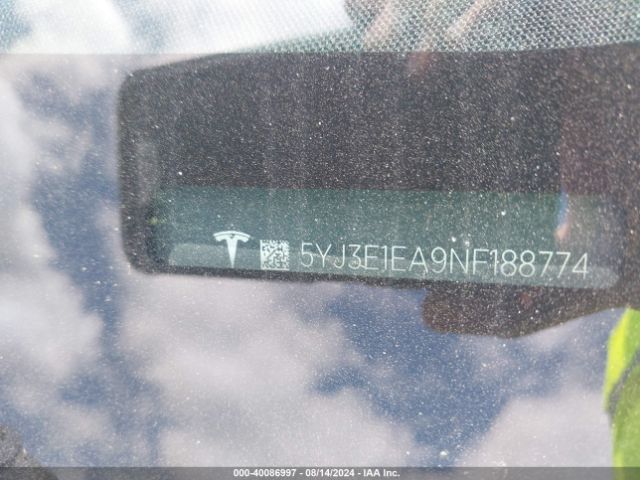 5YJ3E1EA9NF188774 Tesla Model 3 Rear-wheel Drive