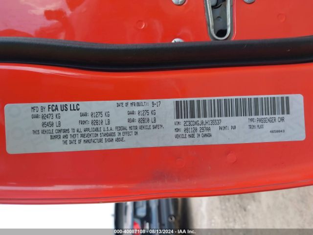 2C3CDXGJ0JH135537 Dodge Charger Daytona 392 Rwd