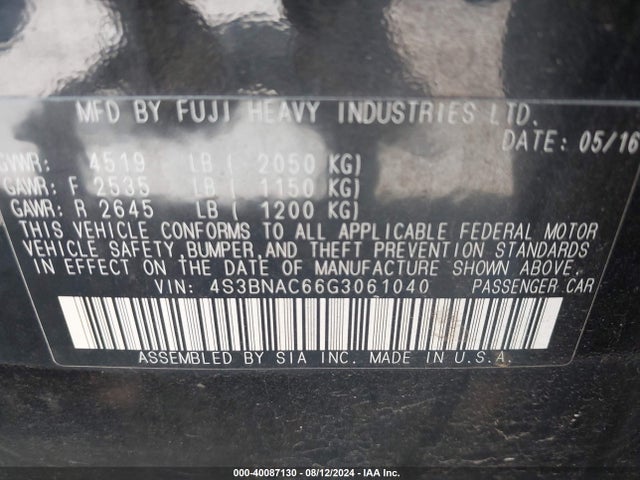 4S3BNAC66G3061040 Subaru Legacy 2.5i Premium
