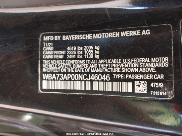 WBA73AP00NCJ46046 BMW 430i Xdrive