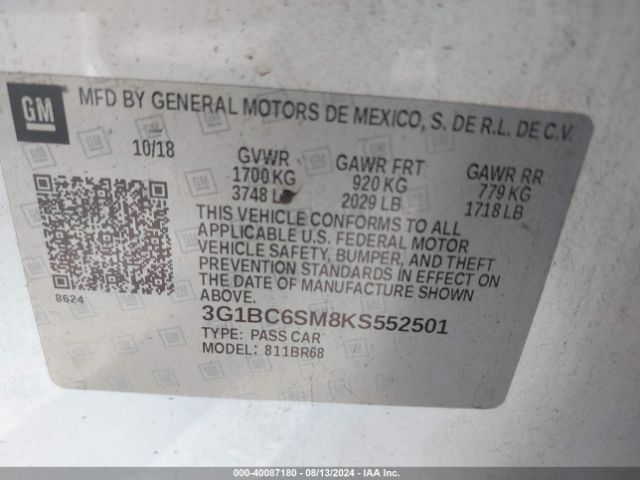 3G1BC6SM8KS552501 Chevrolet CRUZE LS