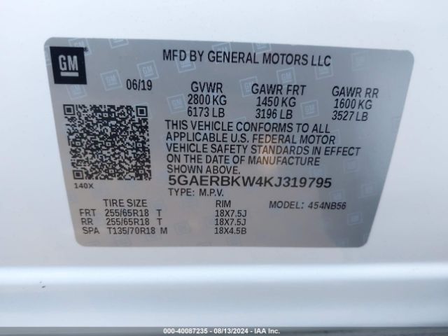 5GAERBKW4KJ319795 Buick Enclave Fwd Essence