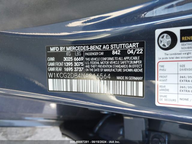 2022 MERCEDES-BENZ EQS 450+ W1KCG2DB4NA016564 Photo 8