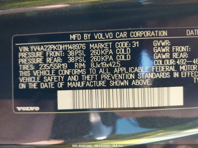 YV4A22PK0H1148976 Volvo Xc90 T6 Momentum