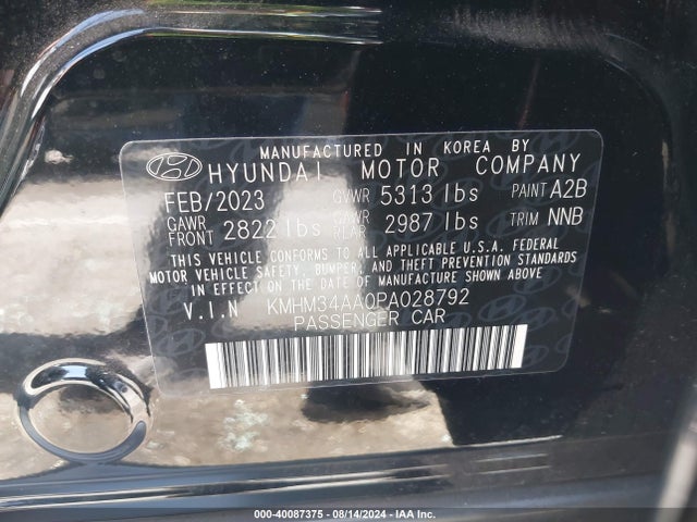 KMHM34AA0PA028792 Hyundai Ioniq 6 Sel
