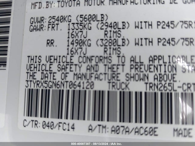 Toyota Tacoma Sr5 2022 3TYRX5GN6NT064120 Image 9