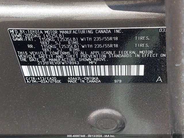 Toyota Rav4 Limited 2015 2T3YFREV0FW178943 Image 9