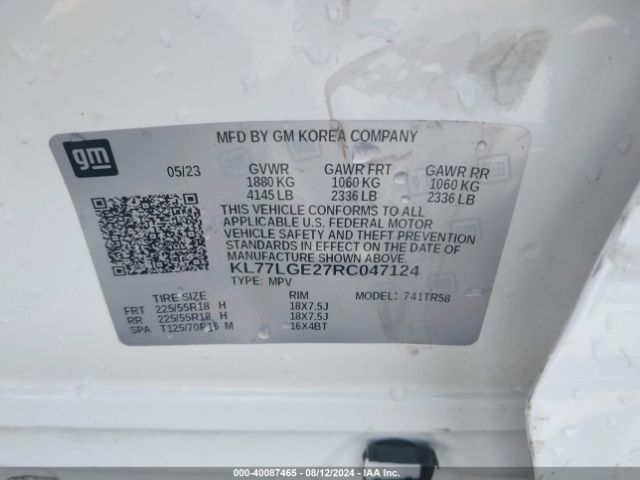 KL77LGE27RC047124 Chevrolet Trax Fwd 1rs