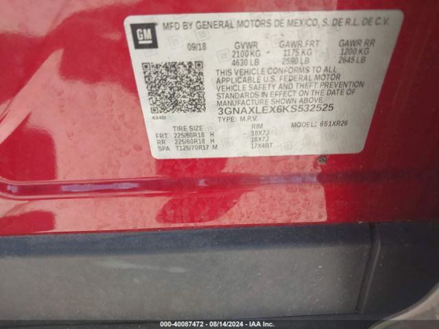 3GNAXLEX6KS532525 Chevrolet EQUINOX LT