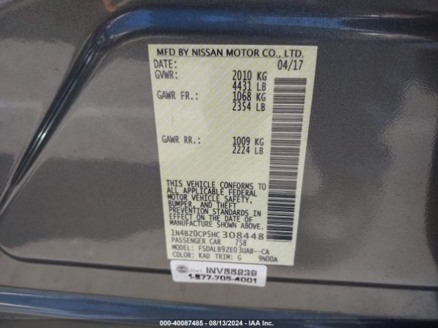 1N4BZ0CP5HC308448 Nissan LEAF S