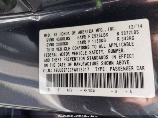 19UUB2F37FA013017 Acura Tlx V6