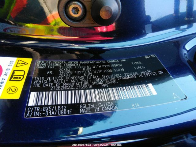 2T2BZMCAXJC165616 Lexus RX 350