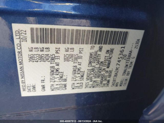 5N1BT3BA2PC745361 Nissan Rogue Sv Fwd