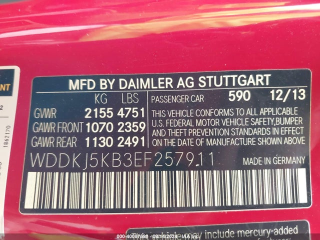 WDDKJ5KB3EF257911 Mercedes-Benz E 350