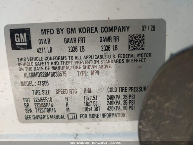 KL4MMDS28MB038575 Buick Encore Gx Fwd Select