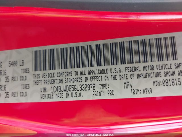 1C4BJWDG5GL332878 Jeep Wrangler Unlimited Sport