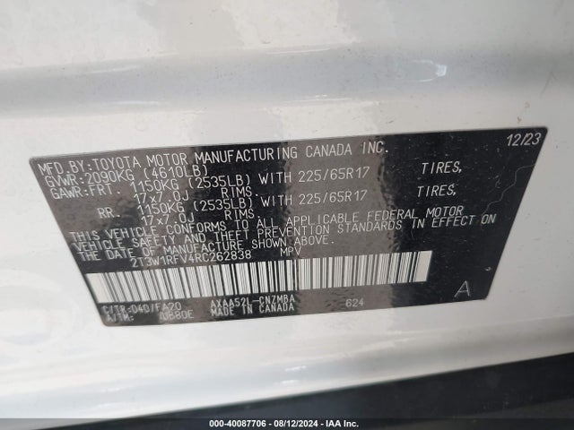 Toyota Rav4 Xle 2024 2T3W1RFV4RC262838 Image 9