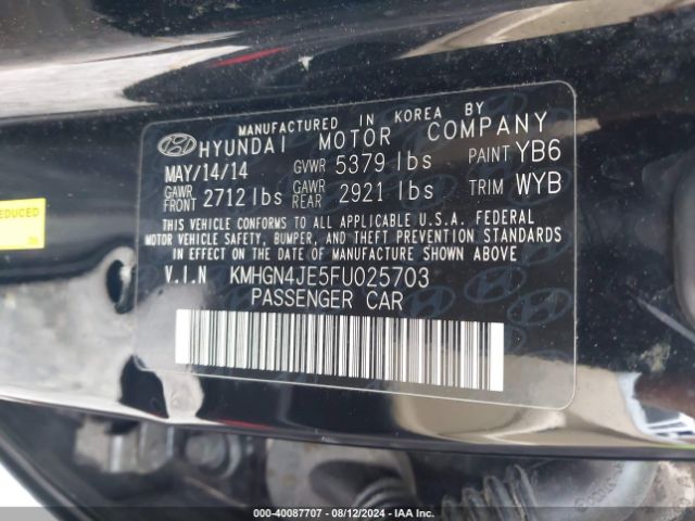 KMHGN4JE5FU025703 Hyundai Genesis 3.8