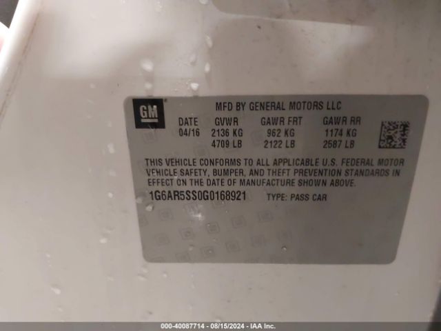 1G6AR5SS0G0168921 Cadillac Cts Luxury Collection
