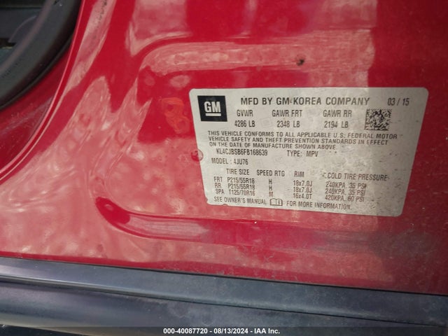 KL4CJBSB6FB168639 Buick Encore Convenience