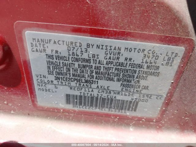 3N1CE2CP9EL365311 Nissan Versa Note Sv