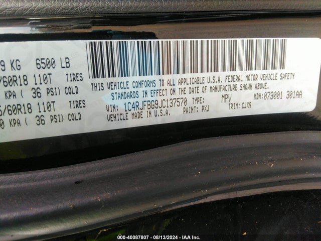 1C4RJFBG9JC137570 Jeep Grand Cherokee Limited 4x4