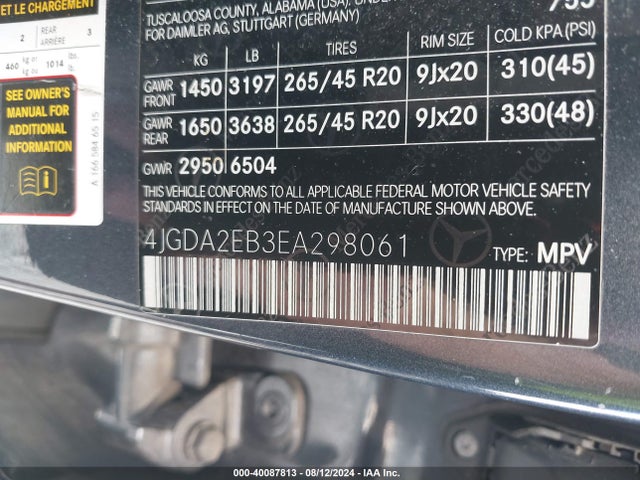 4JGDA2EB3EA298061 Mercedes-Benz Ml 350 Bluetec 4matic
