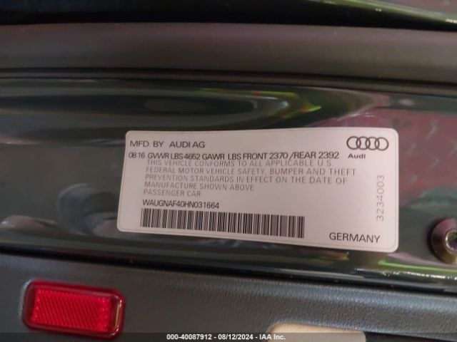 WAUGNAF40HN031664 Audi A4 2.0t Premium