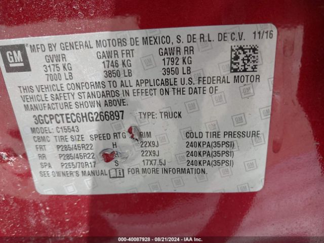 3GCPCTEC6HG266897 Chevrolet Silverado 1500 High Country