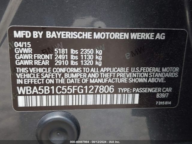 WBA5B1C55FG127806 BMW 535i