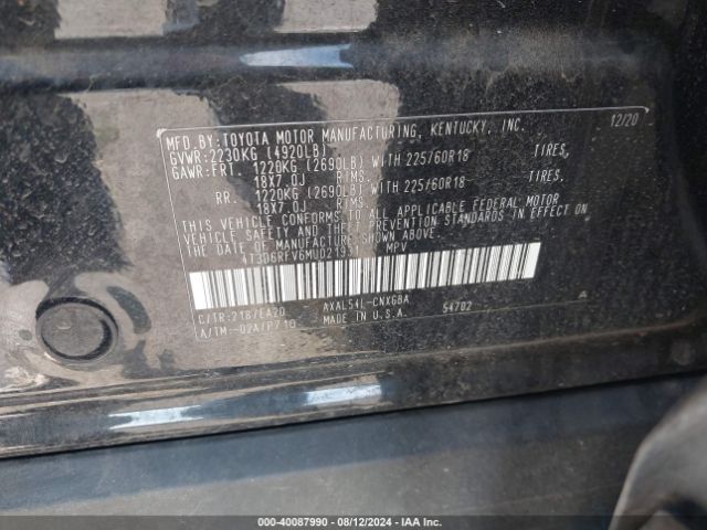 4T3D6RFV6MU021931 Toyota Rav4 Hybrid Limited