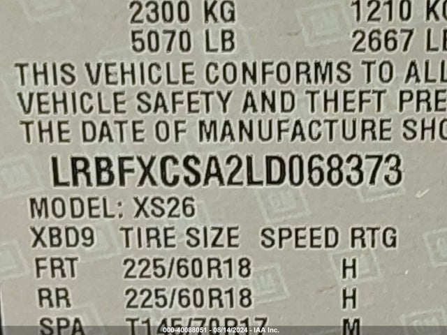 LRBFXCSA2LD068373 Buick Envision Fwd Essence