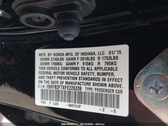 19XFB2F7XFE226339 Honda CIVIC SE