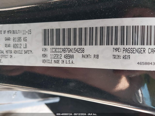 1C3CCCAB7GN154258 Chrysler 200 Limited