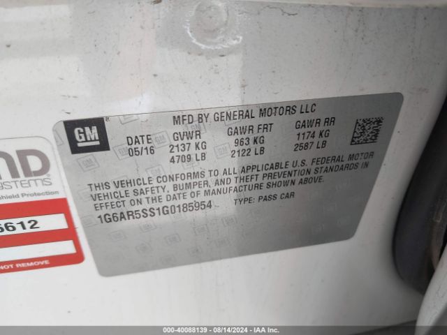 1G6AR5SS1G0185954 Cadillac Cts Luxury Collection