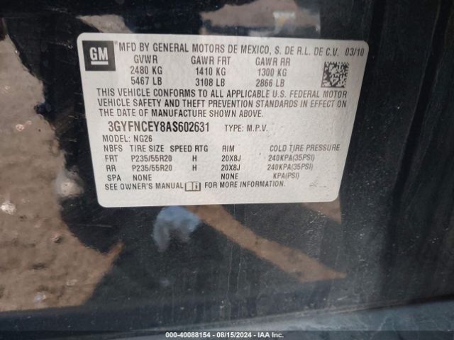 2010 CADILLAC SRX 3GYFNCEY8AS602631 Photo 8