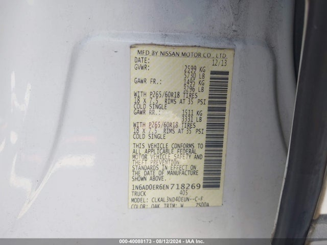 Nissan Frontier Sl 2014 1N6AD0ER6EN718269 Image 9