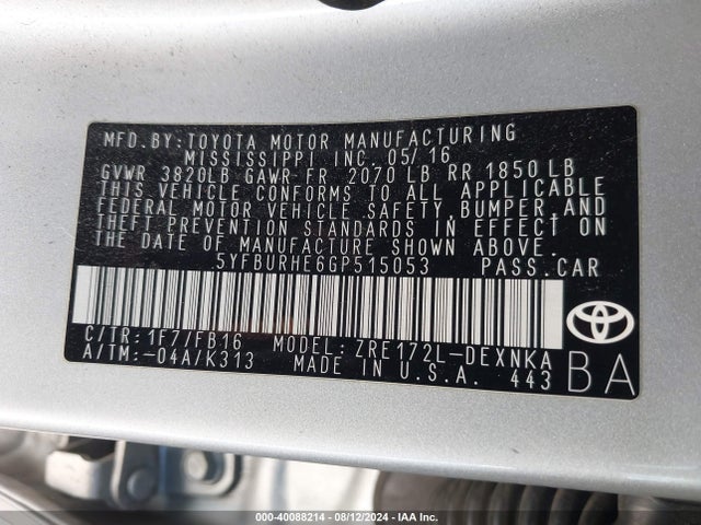 Toyota COROLLA LE 2016 5YFBURHE6GP515053 Image 9