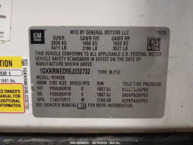 1GKKRNED8EJ232732 GMC Acadia Sle-1