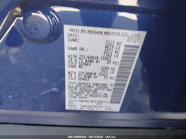 Nissan Rogue Sl 2017 5N1AT2MV4HC859871 Image 9