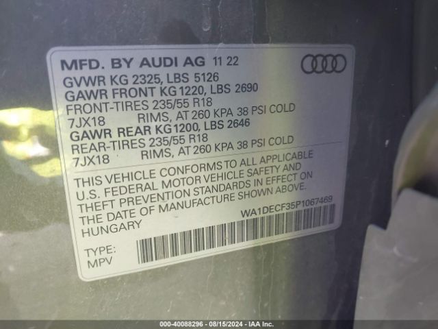 WA1DECF35P1067469 Audi Q3 Premium 45 Tfsi S Line Quattro Tiptronic