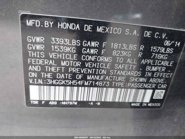 3HGGK5H54FM714873 Honda l15b1