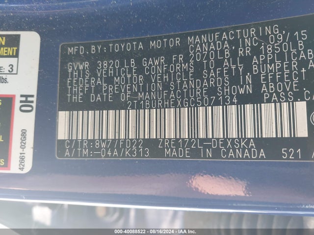 Toyota Corolla S Plus 2016 2T1BURHEXGC507134 Image 9