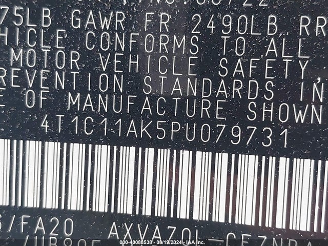 Toyota CAMRY LE 2023 4T1C11AK5PU079731 Image 9